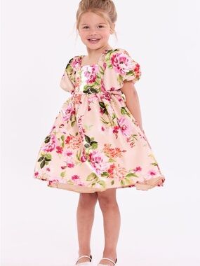 Girls Shimmer Floral Print Dress 4T